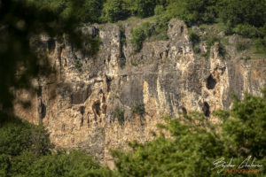 Отсрещния бряг на река Вит с пещерите в него