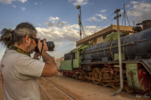 Гара Wadi Rum с изоставения парен локомотив